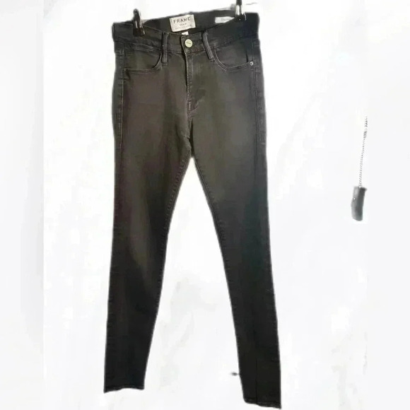 Frame black Le high skinny “vian” trendy stretch 5 pocket casual denim jeans 26 - Picture 2 of 4